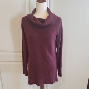 Ann Taylor Factory Burgandy Cowlneck Tunic Sweater Small